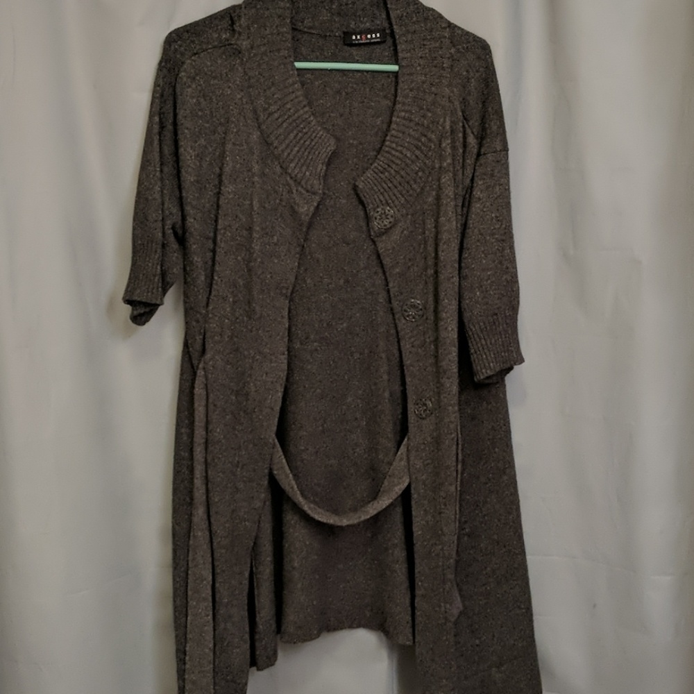Grey Short Sleeve Cardigan